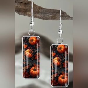 2/$30 Or 3/$35 Fall Festive Holiday Elegant Pumpkin Crystal GlassEarrings(#0283)